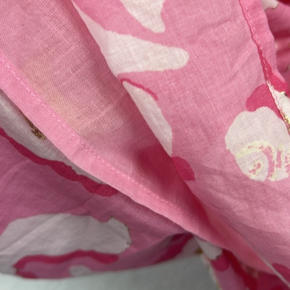 NWT new Gretchen Scott Faith Cotton pink gold ruffle floral dress XS - Picture 11 of 13